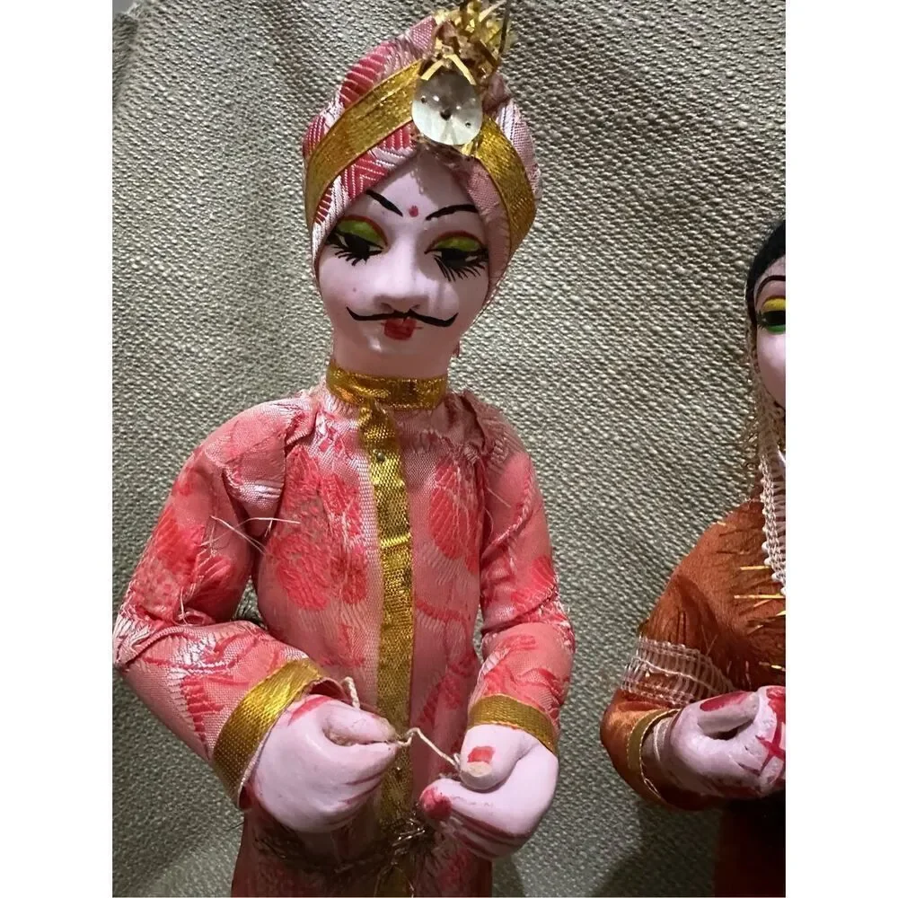 Vintage Handmade Terracotta Clay Indian Dolls Figurine Man Women Sculpture 13”